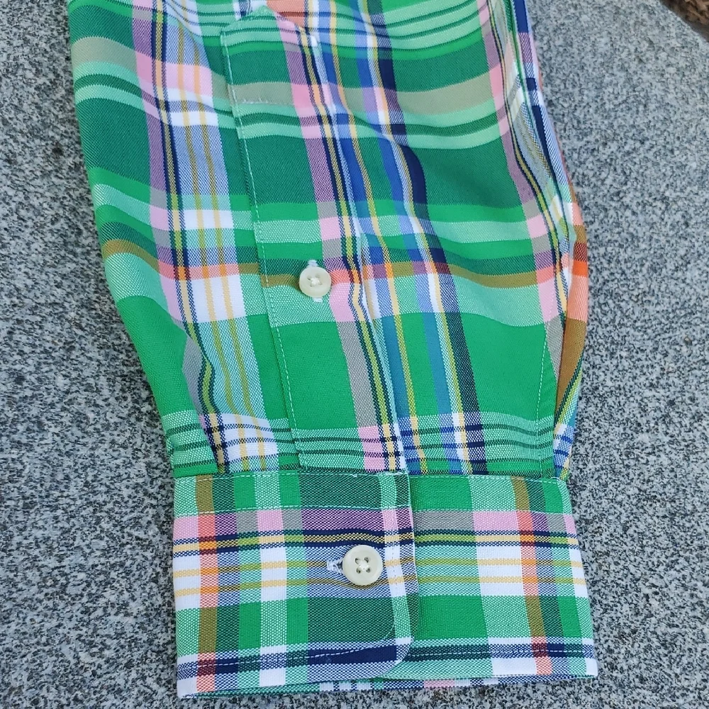 Polo by Ralph Lauren Green and Blue Casual Button Down Shirt Large